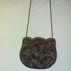 Brown and Gold Crossbody Bag with Intricate Design - Preloved
